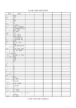 人教新目标七年级上册英语单词表(带检测功能)
