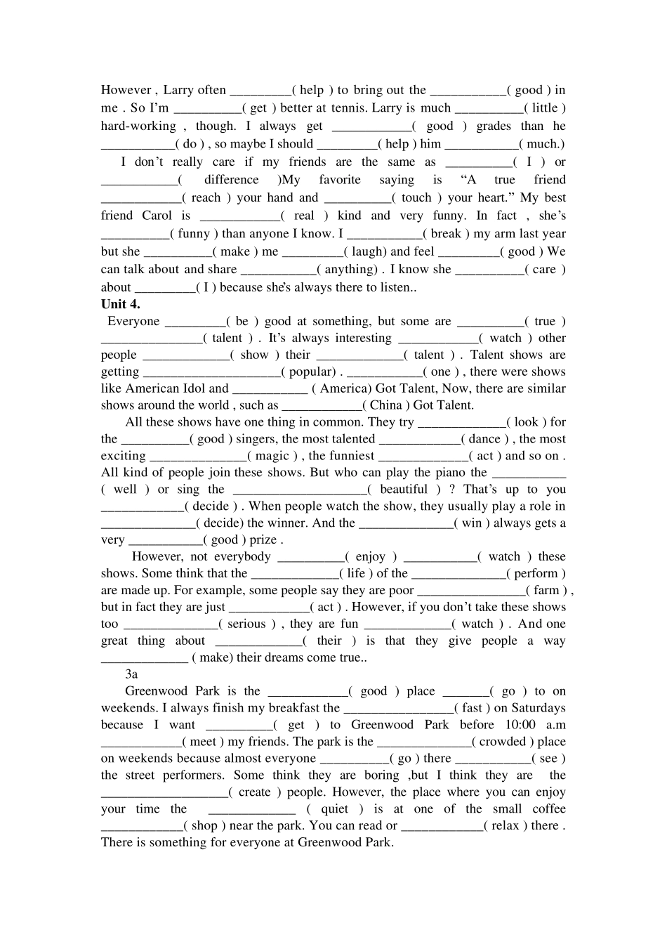 人教新目标八年级上册课文填空练习_第3页