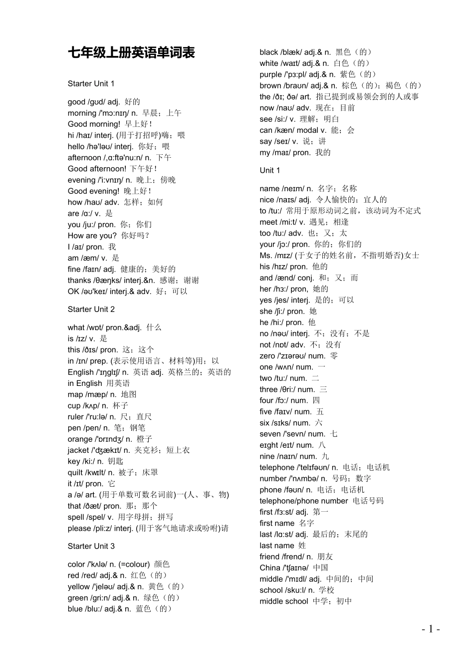 人教版(2013年审定)初中全部英语单词表(含音标)_第1页