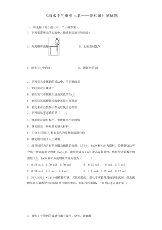 人教版(2019)化学必修第一册第二章《海水中的重要元素——钠和氯》测试题
