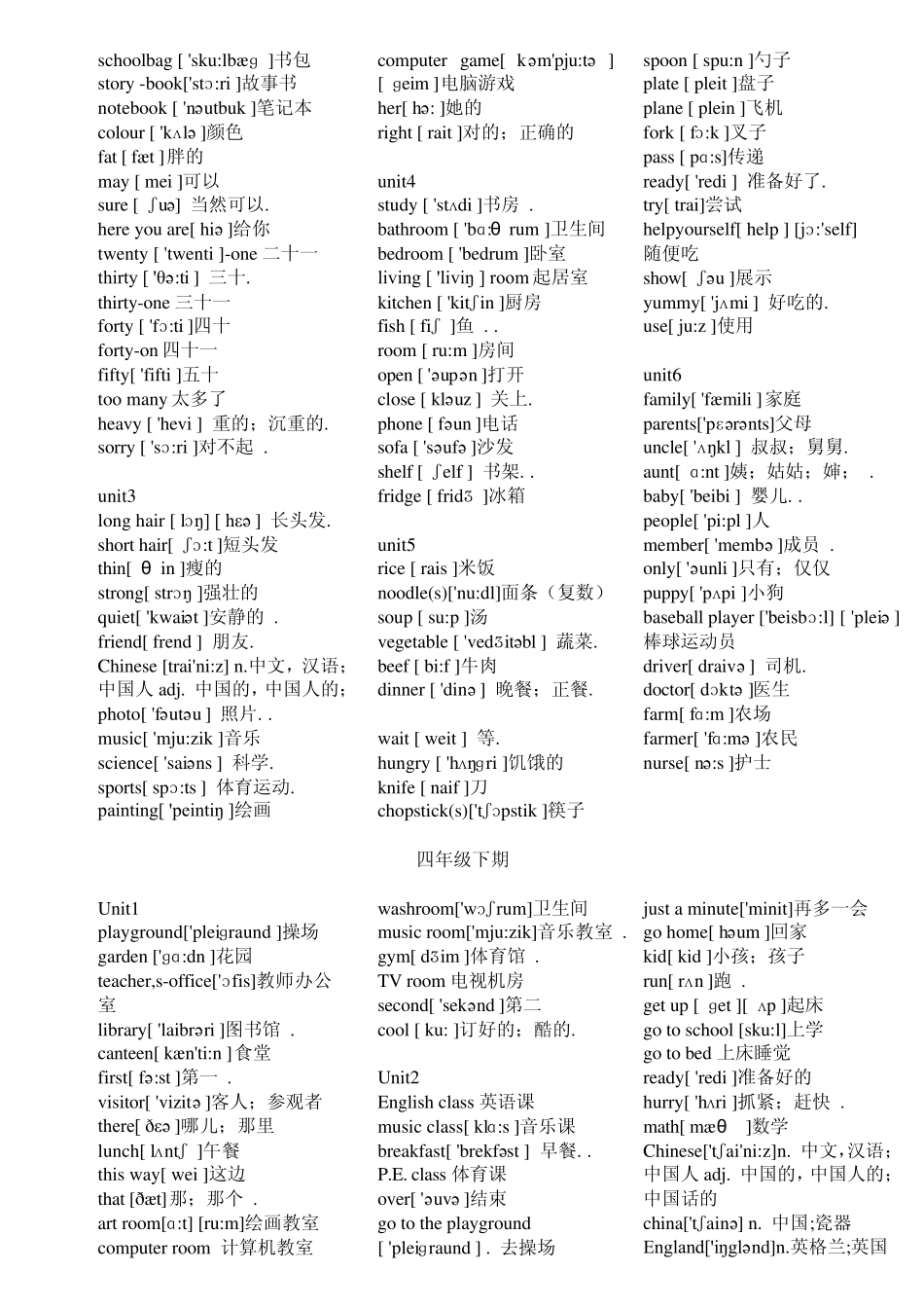 人教版(PEP)小学英语(三、四、五、六年级)单词表(附注音标)_第3页