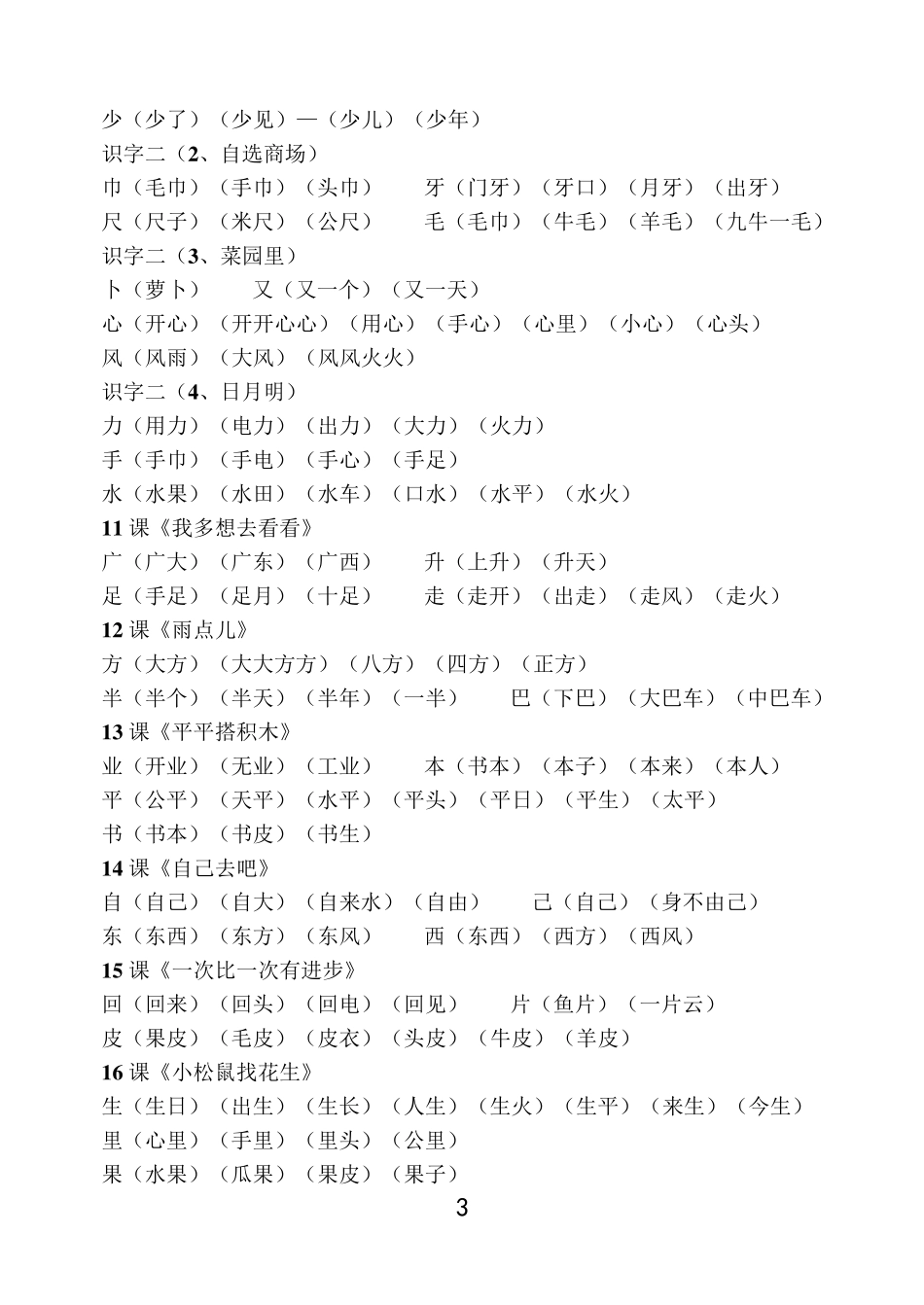人教版1至6年级语文生字组词汇总(精排版)_第3页