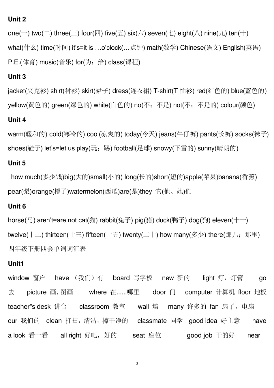 人教版pep小学三至六年级三四会英语单词汇总复习_第3页