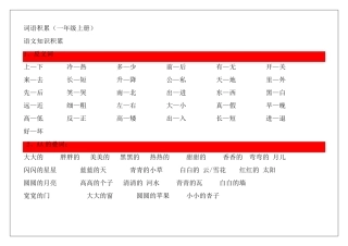 人教版一年级语文上册好词语积累
