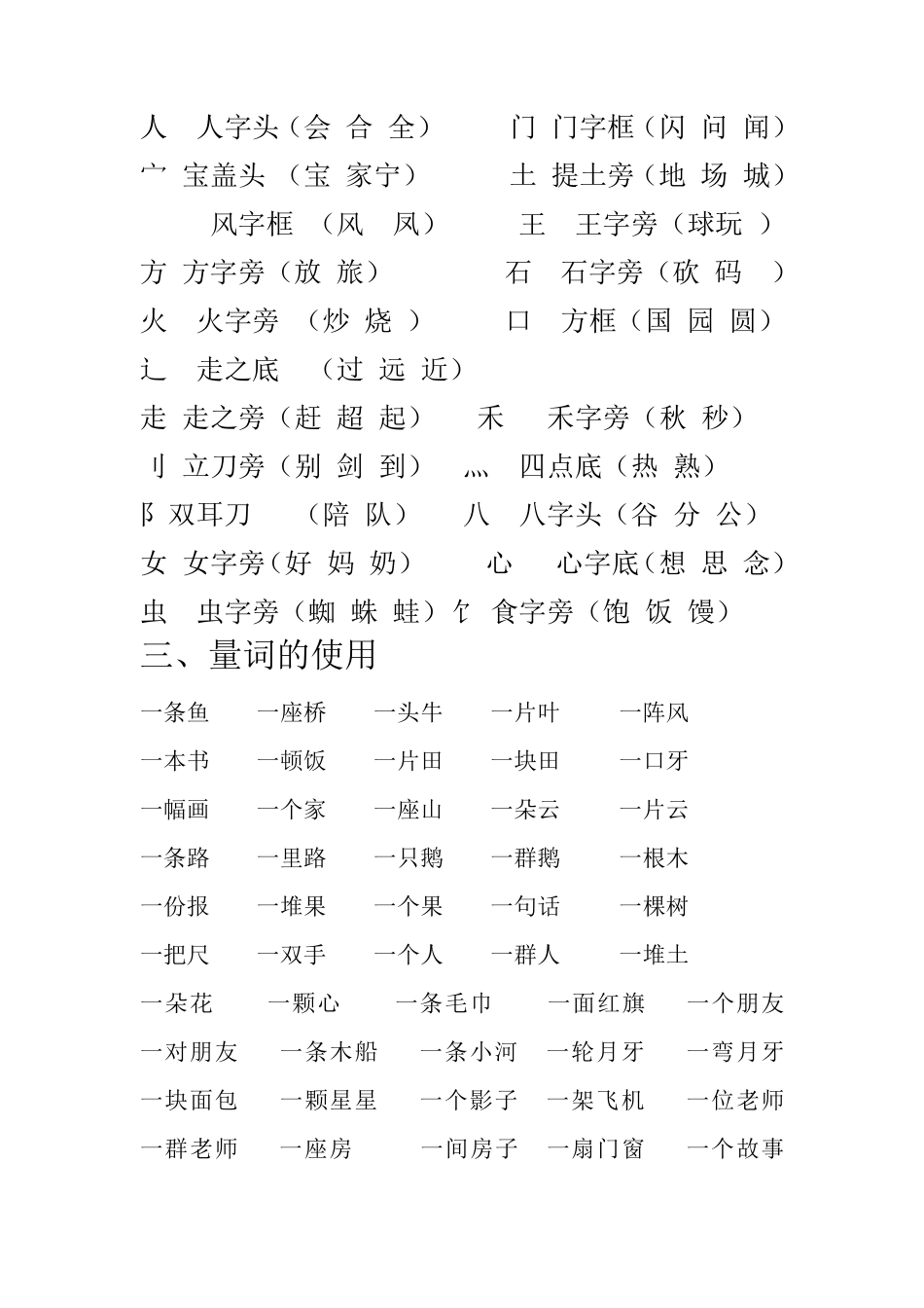 人教版一年级语文上册知识点归类总复习_第2页