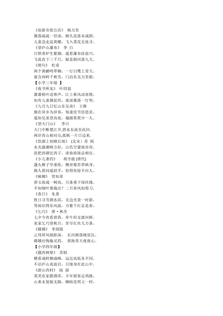 人教版一至六年级全部古诗和日积月累_第2页