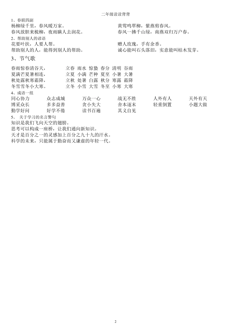 人教版一至六年级日积月累_第2页