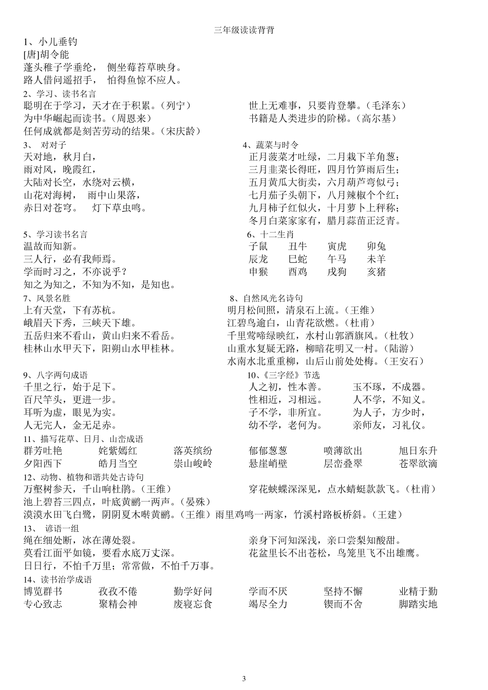 人教版一至六年级日积月累_第3页