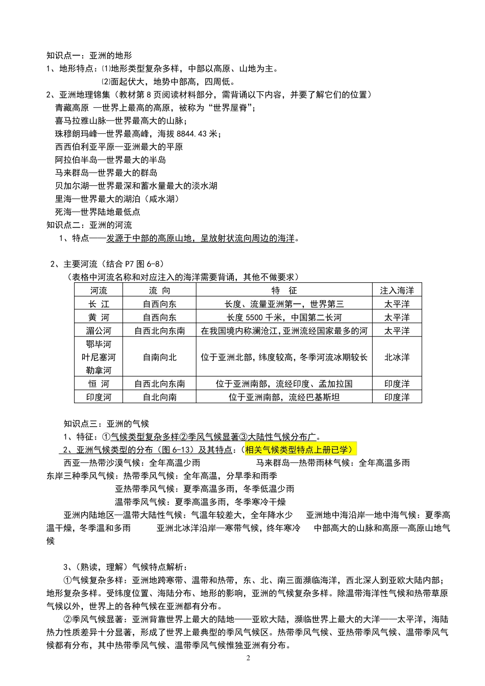 人教版七下地理知识点梳理_第2页