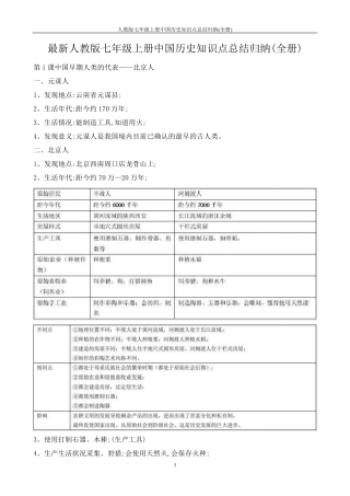 人教版七年级上册中国历史知识点总结归纳
