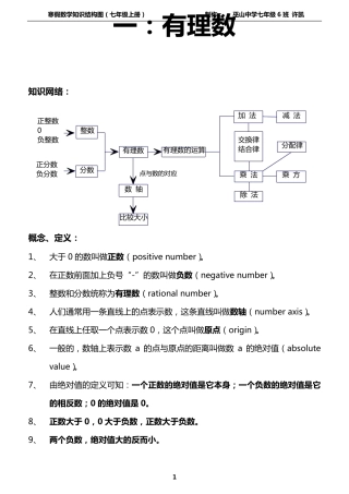 人教版七年级上册数学知识结构