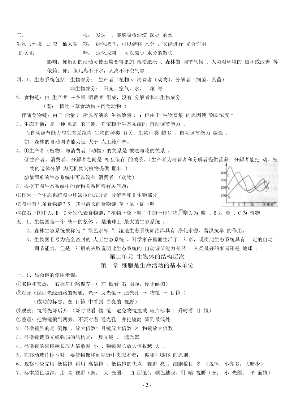 人教版七年级上册生物知识点归纳_第2页