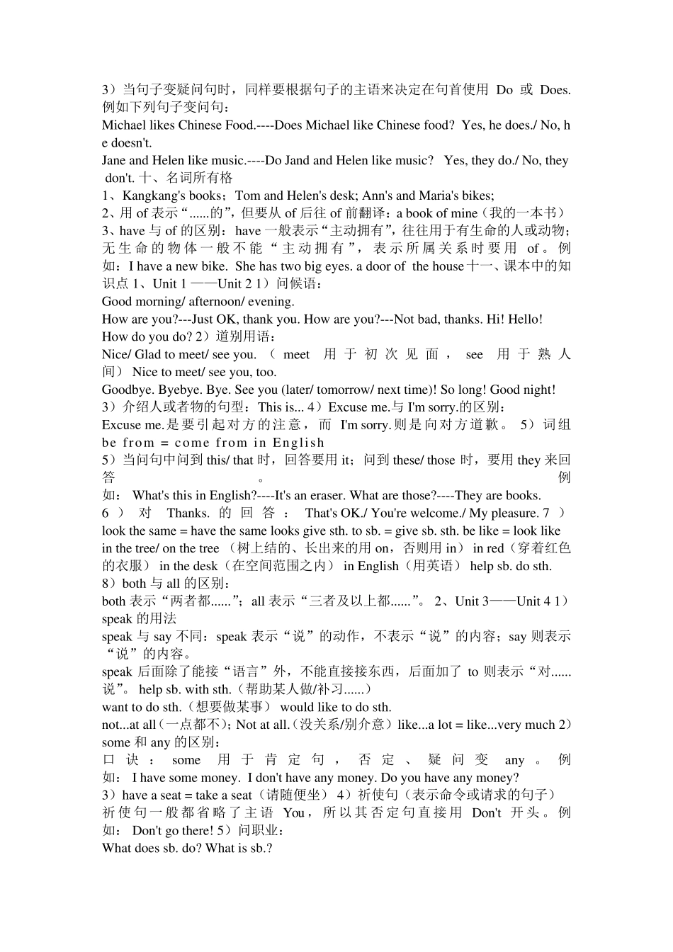 人教版七年级上册英语语法点及练习_第2页