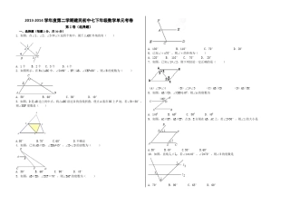 人教版七年级下册平行线数学试题