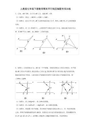 人教版七年级下册数学期末平行线压轴题专项训练