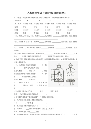人教版七年级下册生物识图专题复习