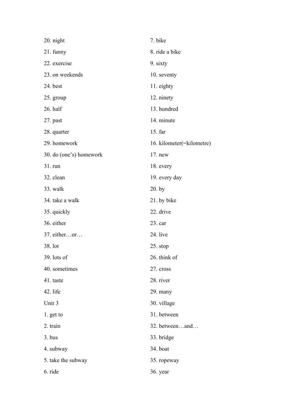 人教版七年级下册英语单词默写英译汉_第2页