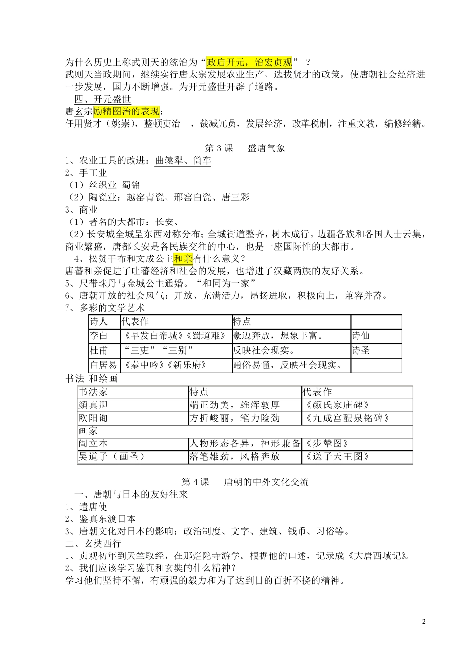 人教版七年级下历史知识点归纳总结(新教材)_第2页