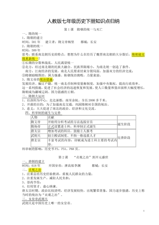 人教版七年级下历史知识点归纳总结(新教材)