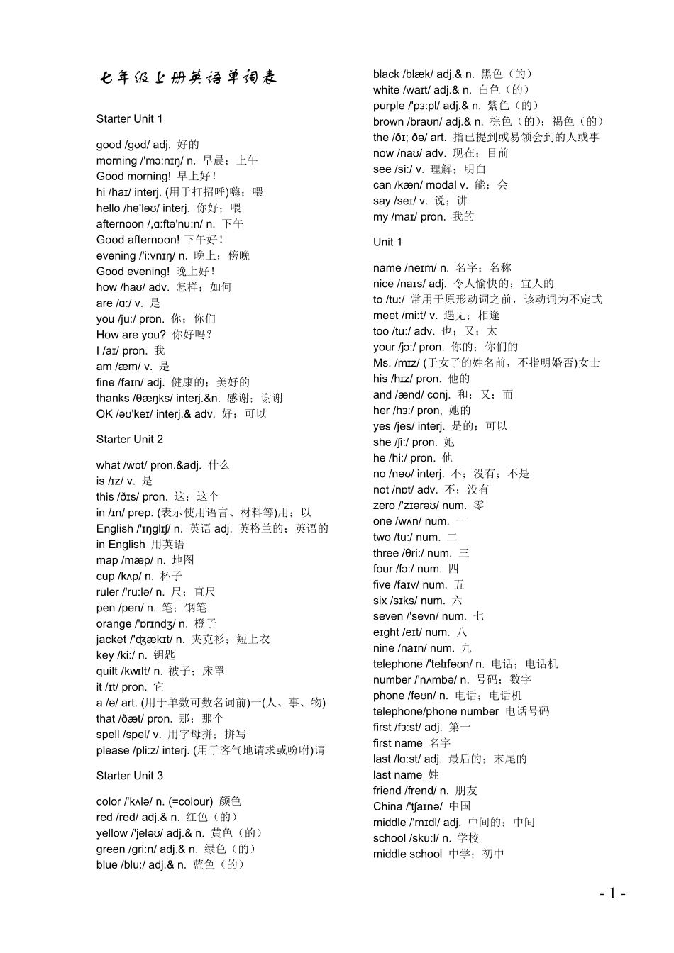 人教版七年级单词全_第1页