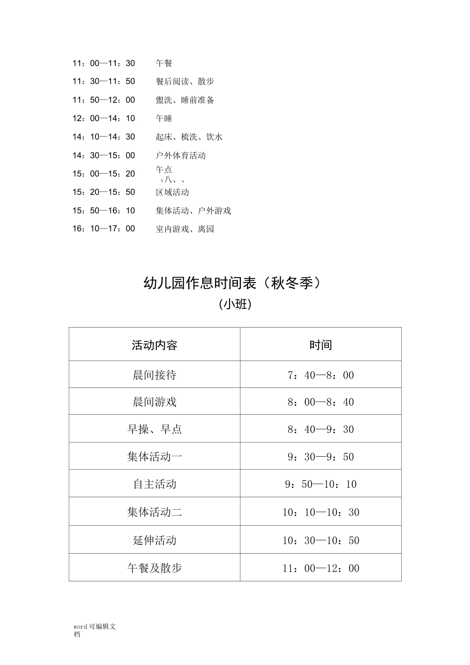【幼儿园】小班幼儿一日作息时间表_第3页