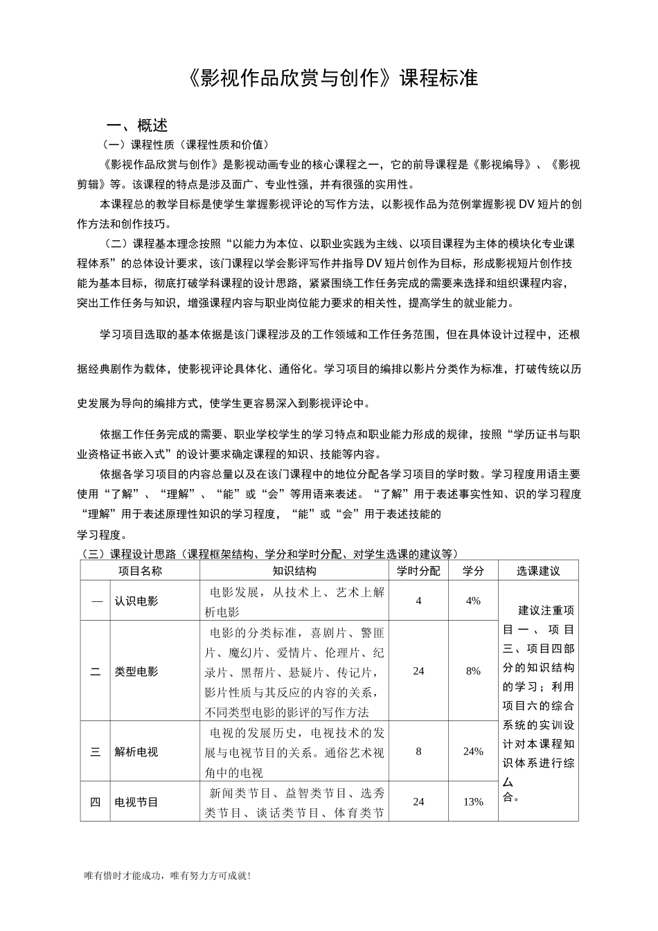 《影视作品欣赏与创作》课程标准_第1页