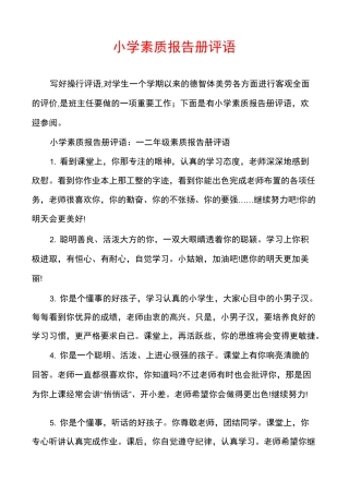 小学素质报告册评语