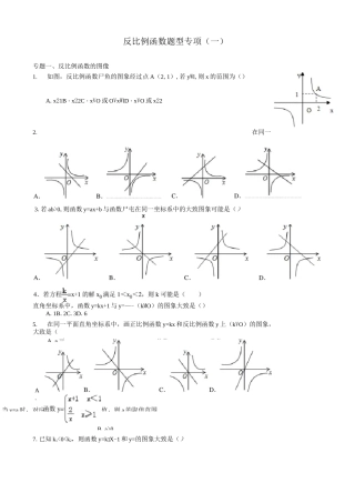 反比例函数题型 专项练习