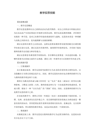 教学反思技能