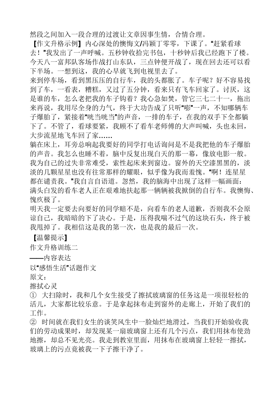 中考作文升格训练例文_第2页