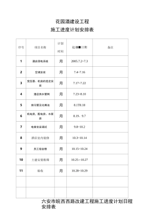 日程安排计划表