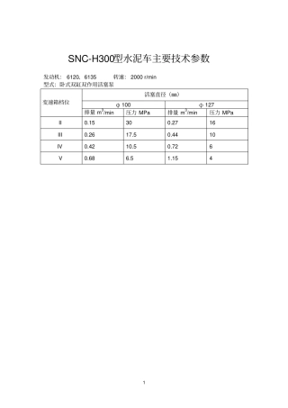 泥浆泵技术参数