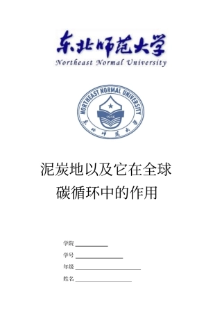 泥炭地以及它在全球碳循环中的作用