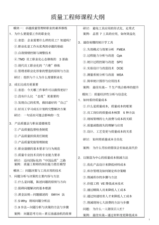 注册质量工程师课程大纲