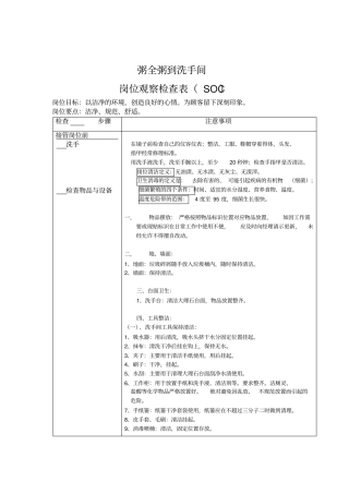 洗手间岗位SOC-酒店检查表SOC表格