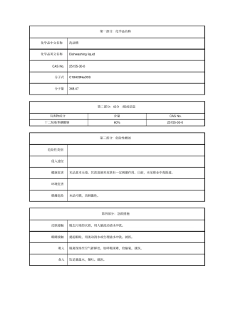 洗洁精MSDS