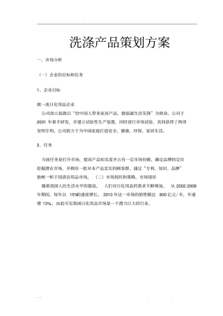 洗涤产品项目策划方案