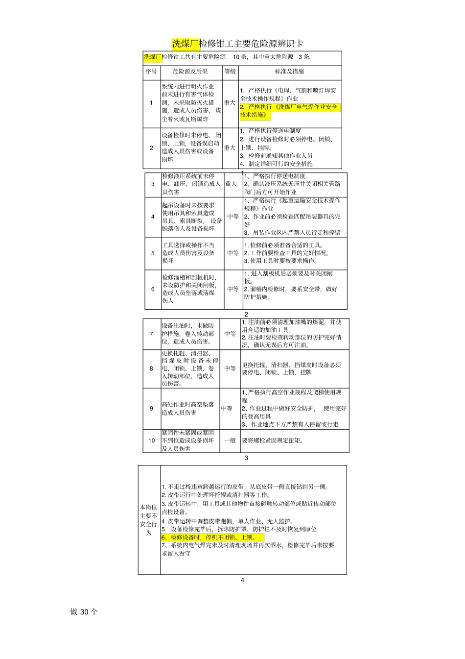 洗煤厂危险源辨识卡最新资料_第2页