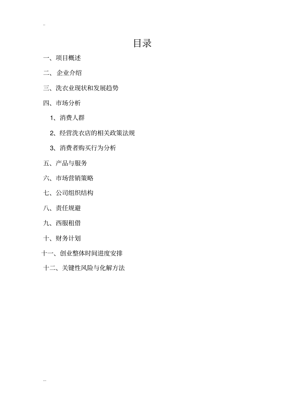 洗衣有限责任公司创业计划书_第2页