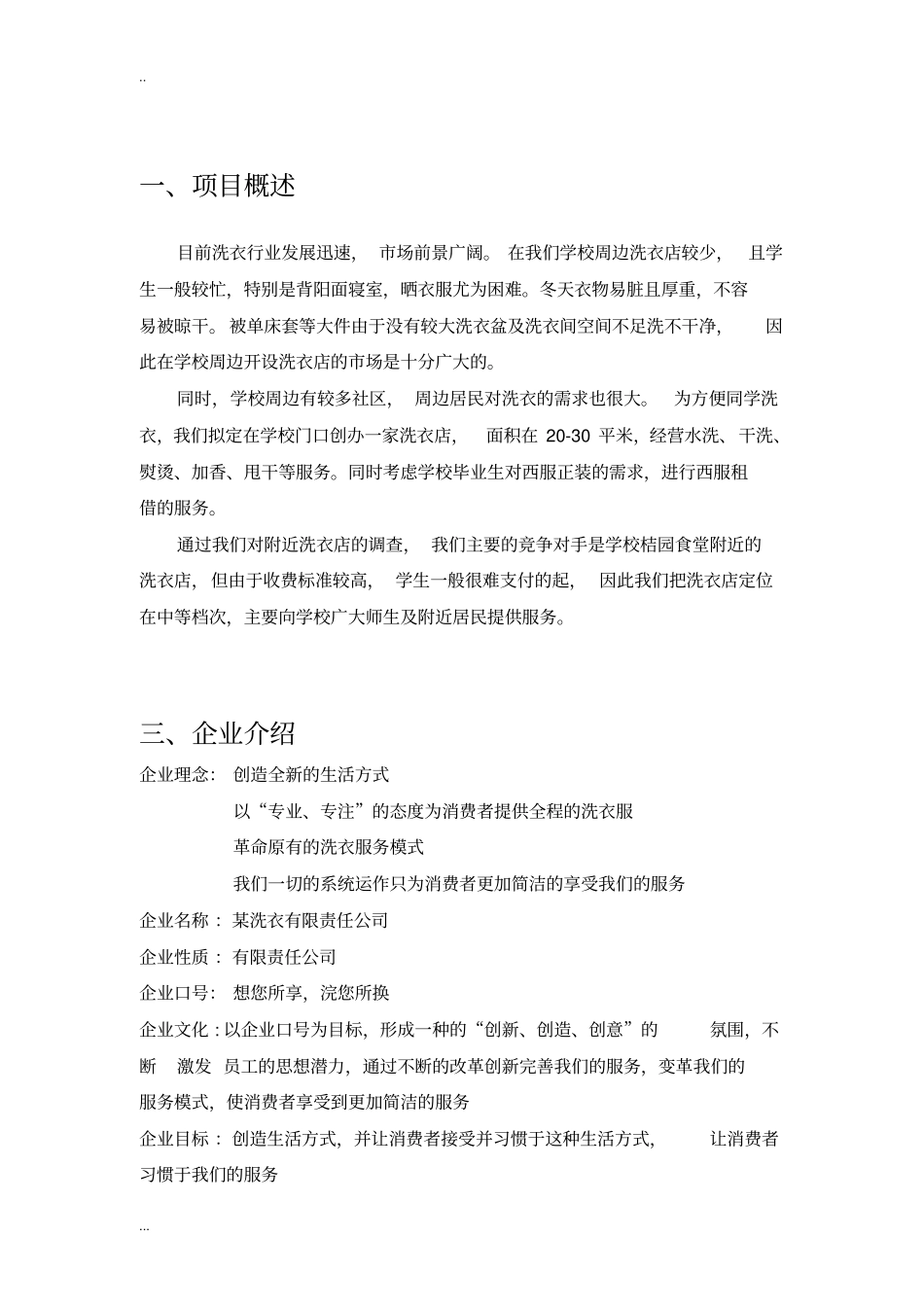 洗衣有限责任公司创业计划书_第3页