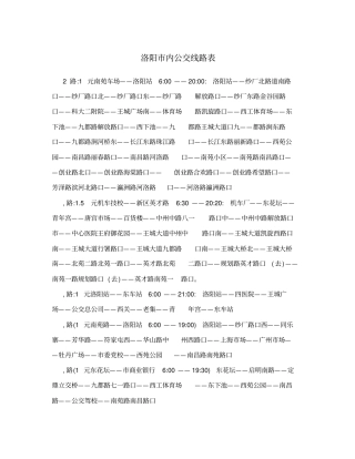 洛阳内公交线路表
