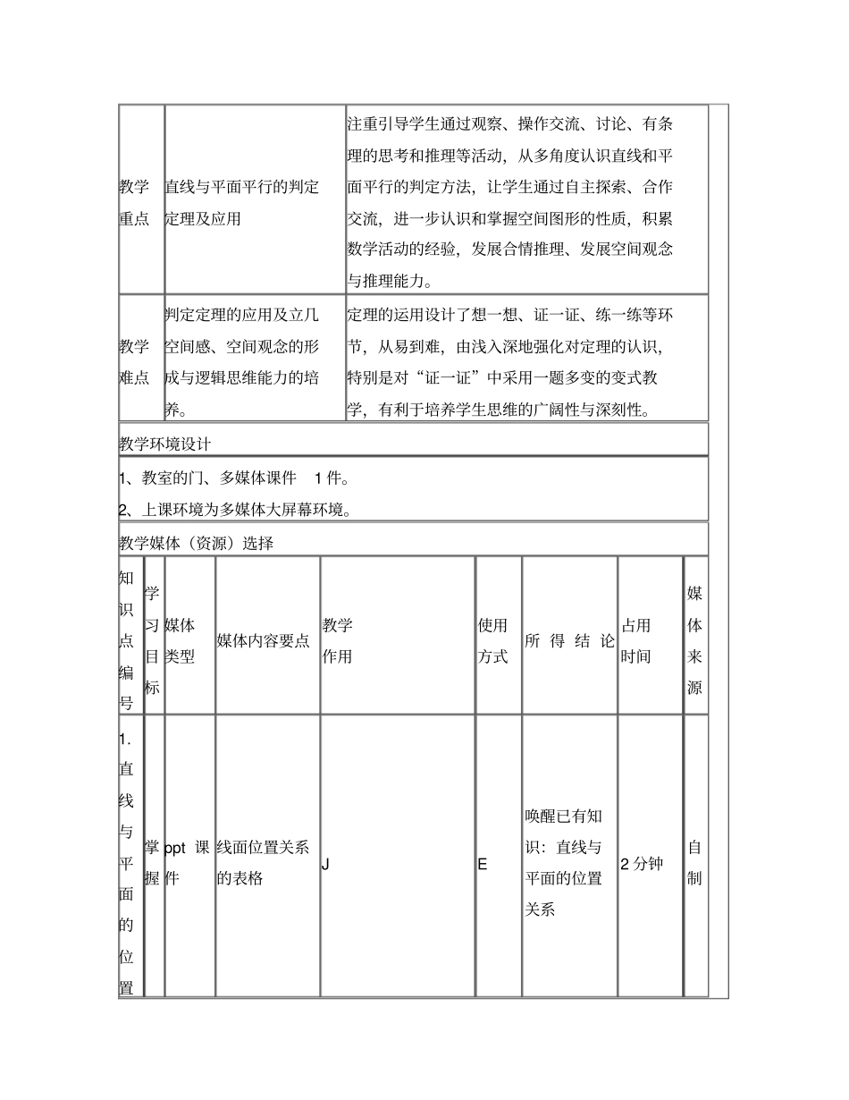 洪晓珊线面平行的教学设计方案_第3页