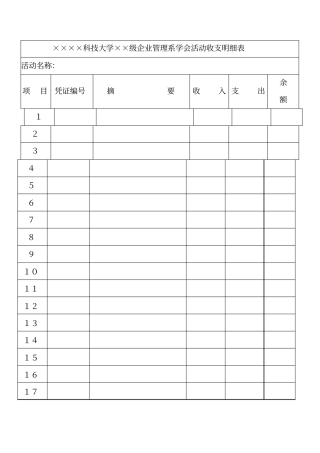 活动收支明细表模板