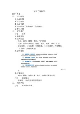 活动方案模板框架