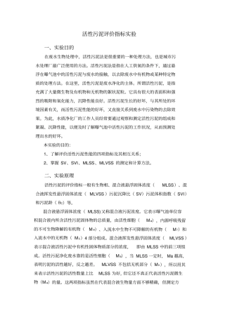 活性污泥评价指标试验