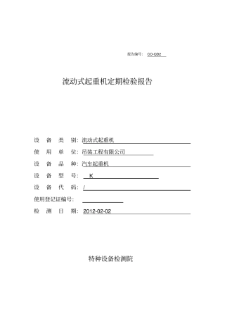 流动式起重机定期检验报告