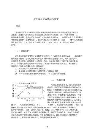 流化床反应器的特性测定