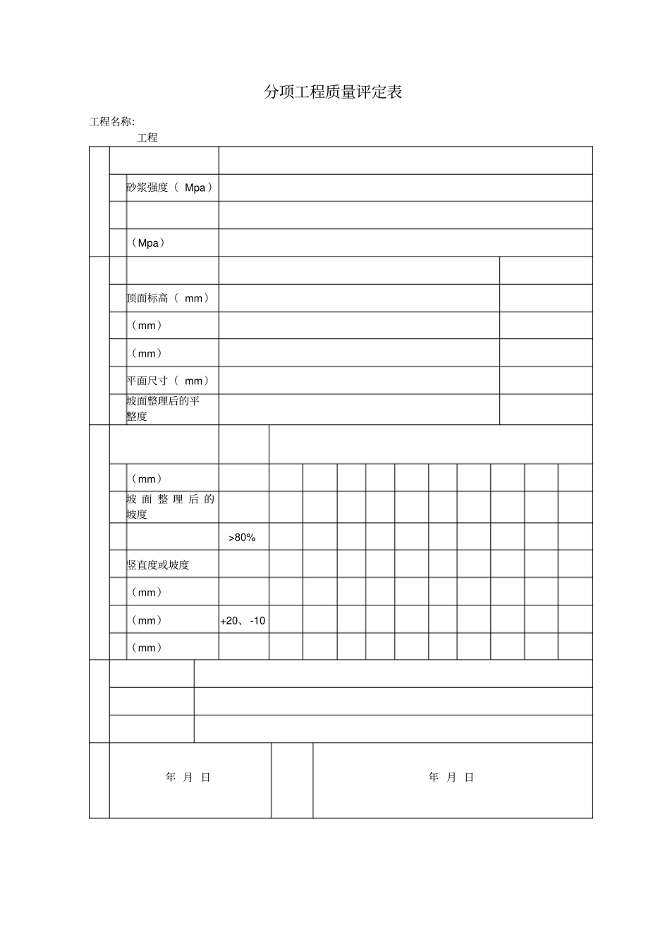 浆砌石护坡工程表格_第1页
