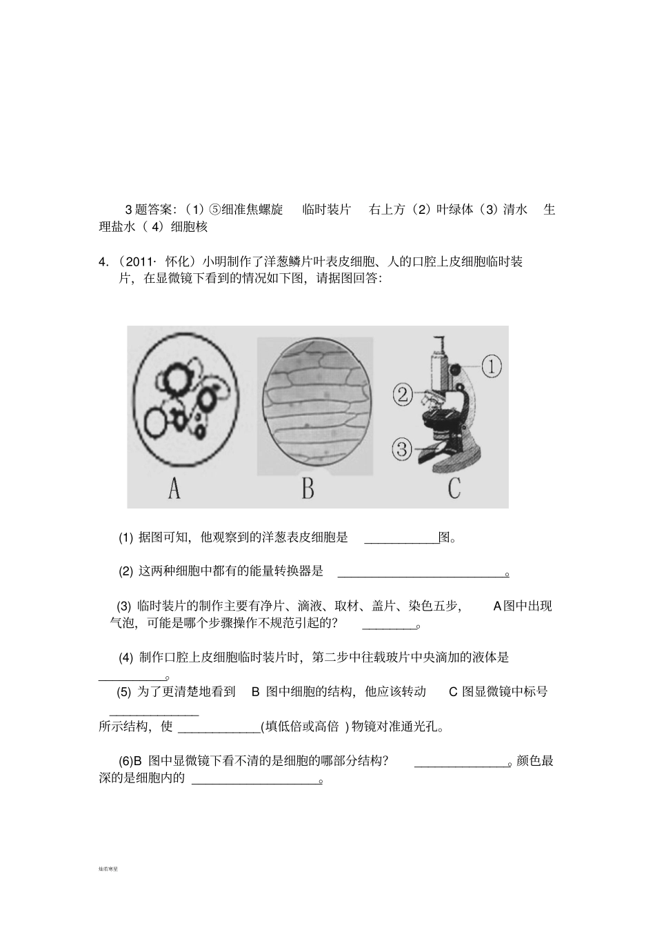 济南版生物七上显微镜复习专题_第3页