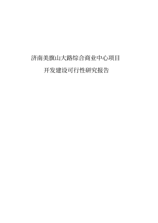 济南美旗山大路综合商业中心项目开发建设可行性研究报告